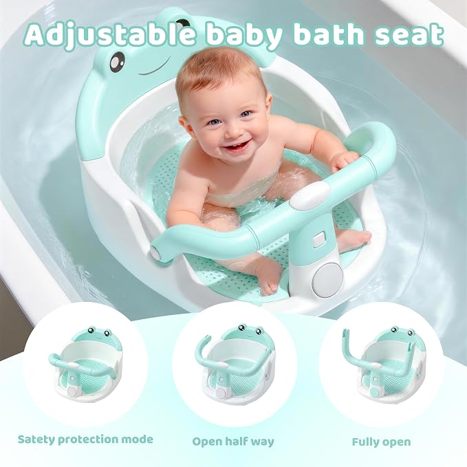 Baby Bath Seat for Babies 6 Months & Up, Non-Slip Toddler Bath Seat with Suction Cup, Safe and Comfortable Portable Infant Bathtub Chair for Bathroom, Bathtub Tub Sitting Up (Mint Green)