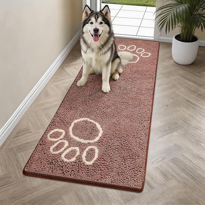 Bcoimo Super Absorbent Dog Door Mat, 60"*24" Anti Slip Mat for Muddy Paws, Pet Rugs for Dirty Paws Washable that Absorbs Moisture and Dirt, for Dog Cage and Pet Resting Carpet