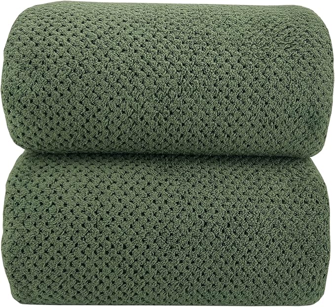 YTYC Towels,39x78 Inch Oversized Bath Sheets Towels for Adults Luxury Bath Towels Extra Large Sets for Bathroom Super Soft Microfiber 80% Polyester(Olive Green,2 Piece)
