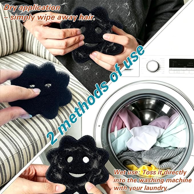 Reusable Pet Hair Remover for Laundry, Efficient Dog Cat Hair & Dander Catcher for Washing Machine and Dryer, Soft Fabric Lint Remover Effectively Remove Pet Fur Fluff from Clothes and Bedding （4PCS）