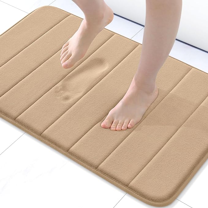 Buganda Memory Foam Bath Mat, 30" x 20", Ultra Soft Bathroom Rugs, Water Absorbent and Machine Washable Bath Rug for Bathroom, Shower, and Tub, Camel