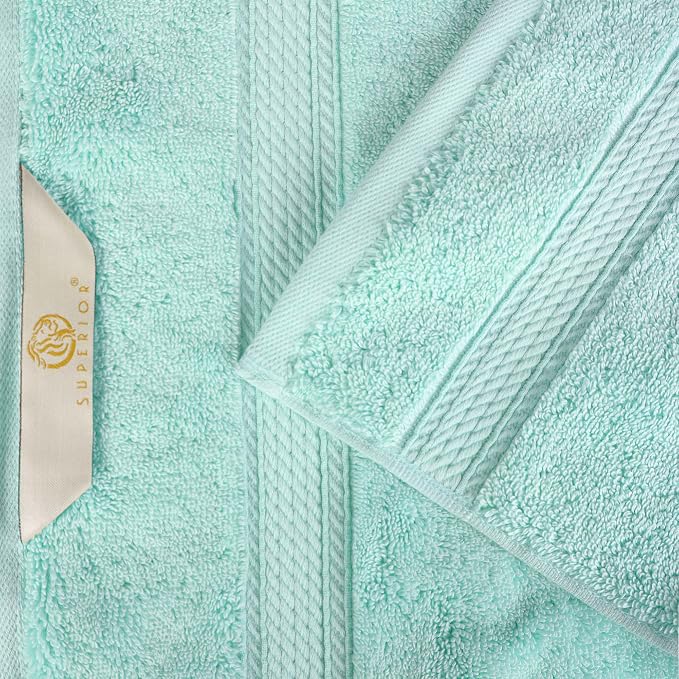 SUPERIOR Egyptian Cotton Pile Heavyweight Bath Sheet, 2 Piece Set, Sea Foam | Highly Absorbent, Ultra Soft Luxury 800 GSM Towel Set for Bathroom, Shower, Hotel Essentials Oversize Plush Madeline Towels