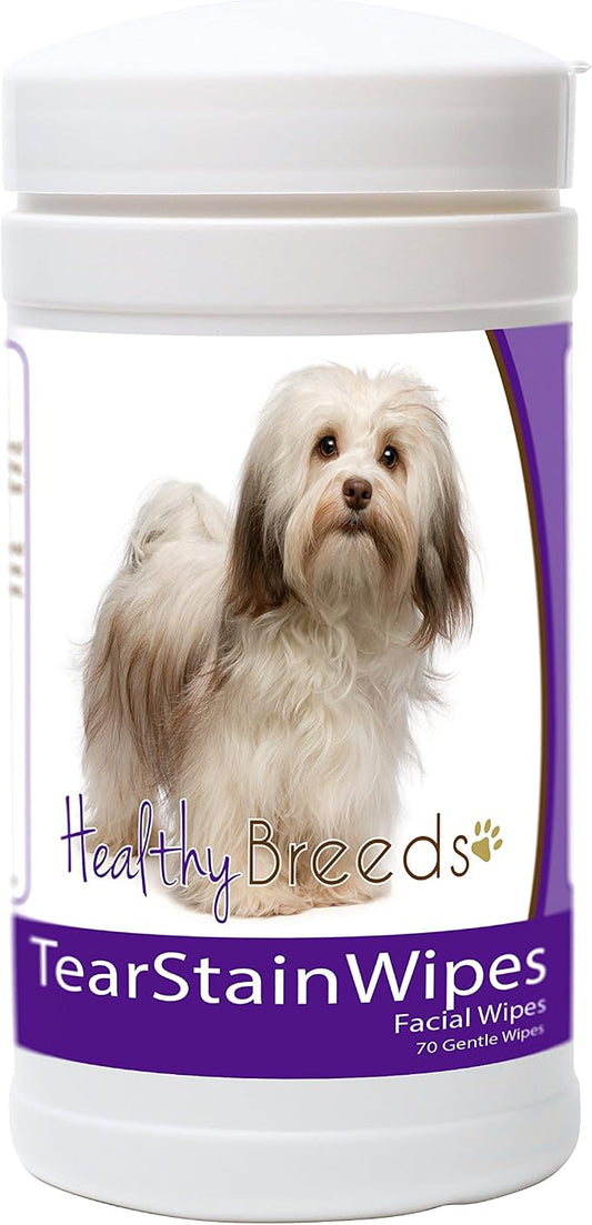 Healthy Breeds Havanese Tear Stain Wipes - Fragrance-Free Facial Wipes for Dogs - Gentle Enough for Daily Use - 70 Count