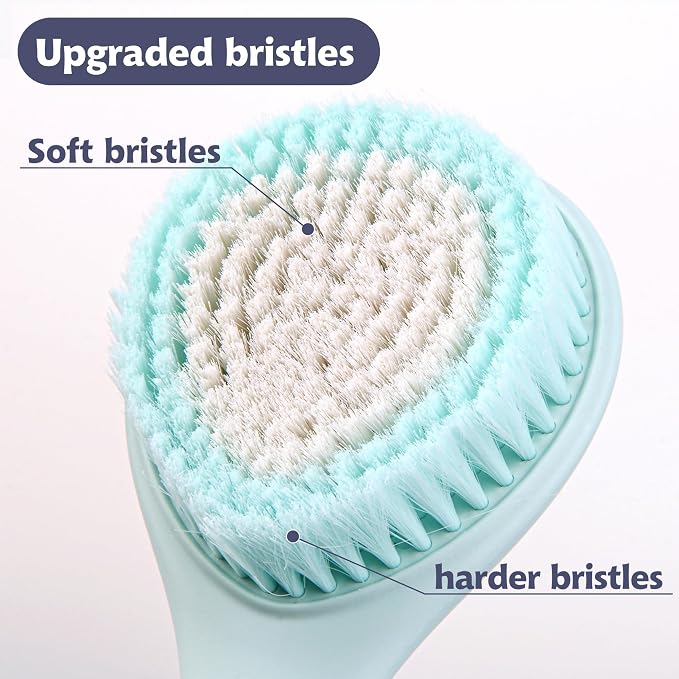 BEDELITE Back Bath Brush Long Handle for Shower of 2 - Soft Shower Brush for Men & Women,Back Brush Scrubber - 16.4" Long Skin Exfoliator for Bath Scrubber Body Brush（Blue & Blue）