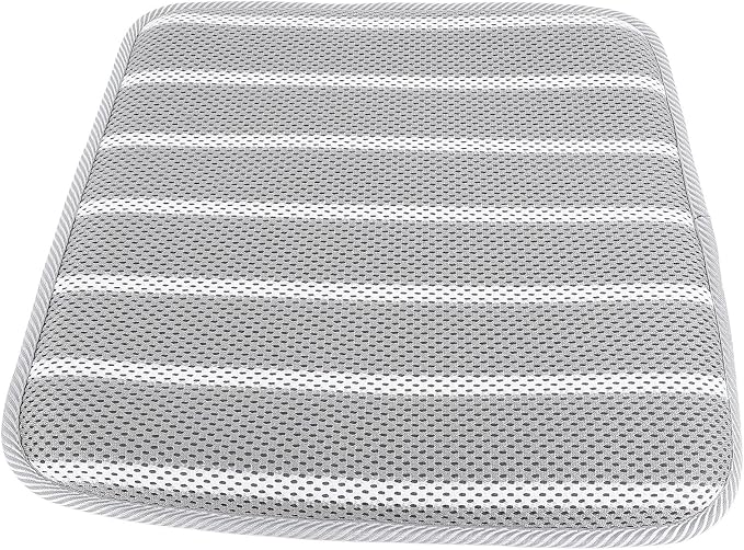 Shower Seat Cushion, Bathtub Cushion for Transfer Benches, Soft 4D Mesh Fabric Breathable Shower Chair Pad Gray White Striped for Shower Benches Sitting