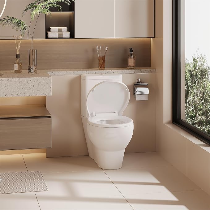 Toilet Seat Cover Elongated – Durable PP Toilet Seat with Slow Close Hinges, Easy Clean White Replacement for American Standard Toilets