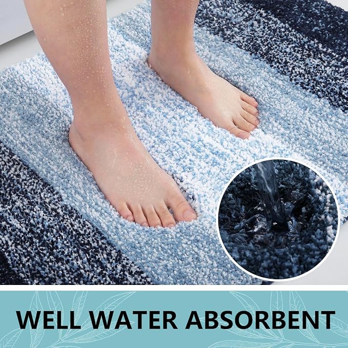 Arotive Microfiber Bathroom Rugs, Shaggy Soft and Absorbent Bath Rug, Thick Plush Machine Washable Dry Bath Mats for Bathroom, Tub and Shower, 24x24, Dark Blue, Round