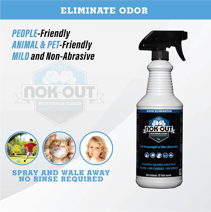 NOK OUT Odor Remover, Pet Deodorizer and Cleaning Spray, Made in the USA, 32 Fluid Ounce Spray, 6-Pack