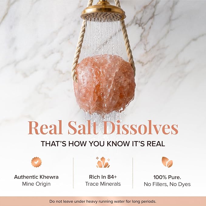 UMAID Himalayan Pink Salt Rock for Shower & Bath – Salt Buddy® 4 lb Hanging Mineral Stone for Spa-Inspired Relaxation, Self-Care & Bath Soaks, Unique Wellness & Home Spa Gifts for Men & Women