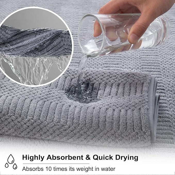 8 Pcs Gray Oversized Bath Towel Set-2 Extra Large Bath Sheets,2 Hand Towels,4 Washcloths Soft Bathroom Towels Highly Absorbent Quick Dry Beach Chair Towels Woven Towels for Hotel and Spa