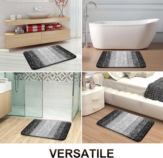 OLANLY Large Bathroom Rugs Mat 47x32, Extra Soft Absorbent Microfiber Bath Rugs, Rubber Backing, Quick Dry, Machine Washable Bath Mats for Bathroom Floor, Tub and Shower, Home Decor Accessories, Black