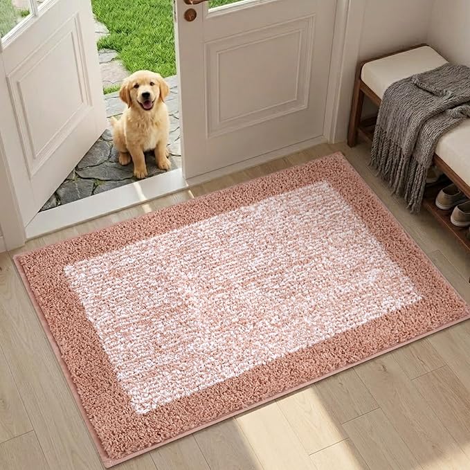 Bathroom Rugs 30x20 Non Slip Washable, Pink Bath Mat for Bathroom Floor Tub, Soft Absorbent Quick Dry Mats for Shower, Bathtub,Home Decor