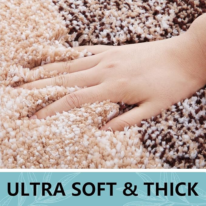 Arotive Microfiber Bathroom Rugs, Shaggy Soft and Absorbent Bath Rug, Thick Plush Machine Washable Dry Bath Mats for Bathroom, Tub and Shower, 59x24, Brown, Rectangular