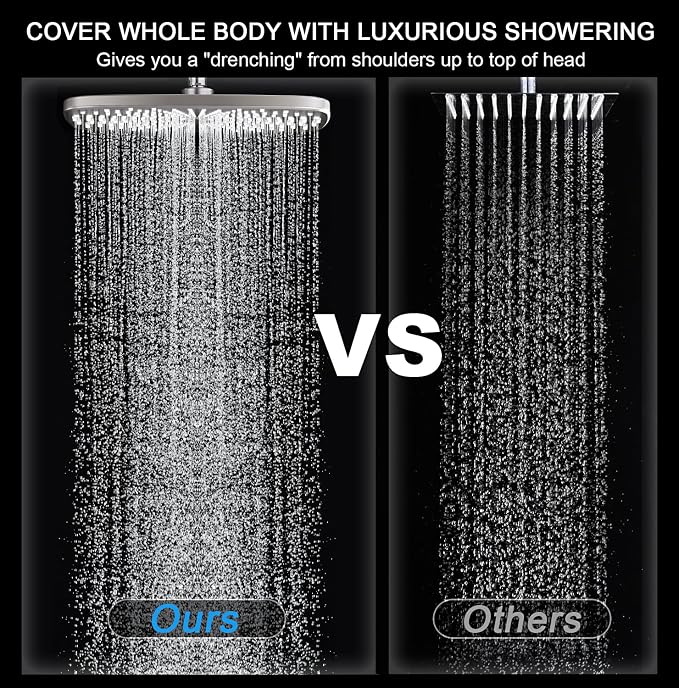 BOZYBO Rain Shower Head with Handheld: High Pressure Shower Heads with Handheld Spray Combo, 12" Rainfall Shower Head and 9 Sprays Hand Showerheads with Magnetic Docking and Power Jets, Nickel 1.75GPM