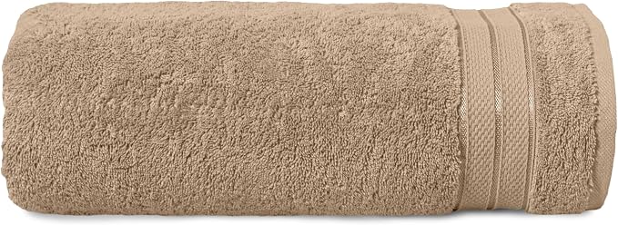 Elegant Comfort Three Line Popcorn Towel Set for Bathroom 35 x 70 inches, Premium Hotel Quality 1-Pack Jumbo Towels, 100% Turkish Cotton, Soft and Durable, Quick Dry and Highly Absorbent, Tan