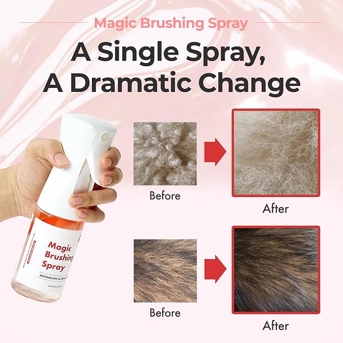 JAYU PET Magic Brushing Spray for Dogs Refill Bottle (5.8fl oz) | Fur Detangler & Dematting Solution, Hypoallergenic Deodorizer, Conditioner & Itch Relief, Shining & Grooming Spray