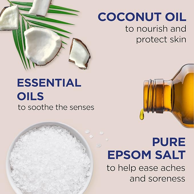 Dr Teal's Salt Soak with Pure Epsom Salt, Nourish & Protect with Coconut Oil, 3 lbs (Pack of 2)