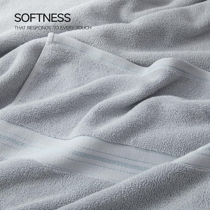 REDKISS Jumbo Bath Sheet 2 Piece, 40x80 Inches 100% Cotton Extra Large Bath Towel for Bathroom, Gray
