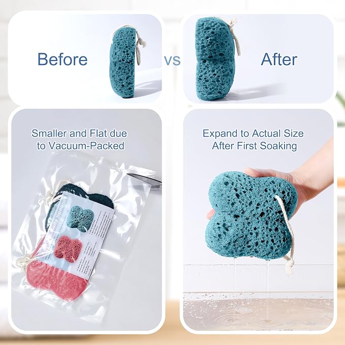 Bath Sponge for Shower Exfoliating, 2Pcs Sponges for Body Wash Bathing, Soft Loofah Sponge Bath Foam for Gentle Deep Cleansing & Delicate Dry Skin
