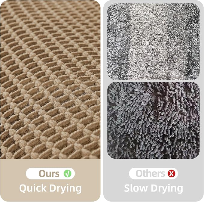 TYUU Waffle Runner Rug Bathroom, Long Boho Bathroom Rugs Non Slip Washable Super Absorbent Quick Dry Farmhouse Bath Mat, 72"x24" Khaki