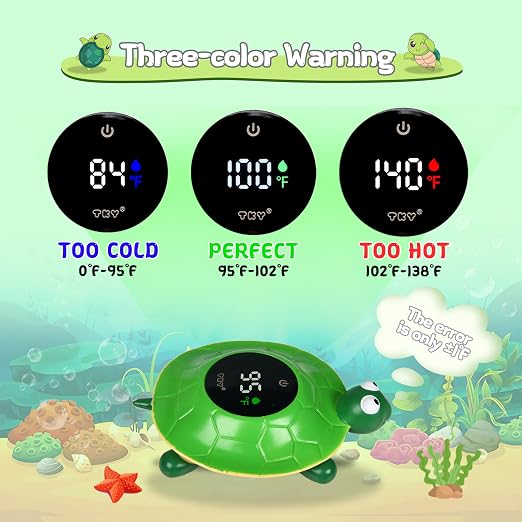 Baby Bath Thermometer - Digital Floating Water Thermometer with LED Display & Color Temperature Alerts, Rechargeable Bath Toy for Infant Bathtub Safety, Newborn Bath Essentials Gift