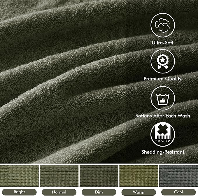 Madison Park 800GSM Bathroom Towel Set of 8 100% Cotton Bath Towel Set for Bathroom Luxurious Highly Absorbent 2 Bath Towels 2 Hand Towels 4 Washcloths Quick Dry Spa Quality Olive Green