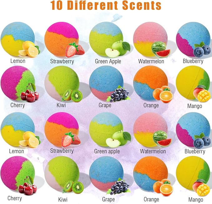 Bath Bombs for Kids with Surprise Inside, 20 Pack Kids Bath Bombs Gift Set with Toys for Girls Boys, Handmade Child-Safe Bubble Bath Fizzy Balls Kit for Birthday, Summer Fun, Christmas