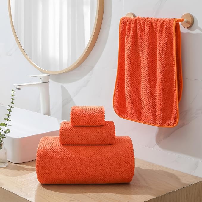 YTYC 29x59 Inch Bath Towels Set of 6 Large, Super Soft Lint Free Lightweight Microfiber Shower Towels for Bathroom 80% Polyester (Burnt Orange, 6 Piece)