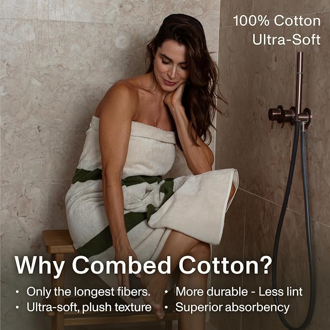 Everlayer Bath Towel Set 4 PCS, 2 Bath Towels + 2 Hand Towels, 550 GSM 100% Combed Cotton, Ultra Soft Luxury Bath Towels, Cotton Hand Towels, Made in Portugal, Wildwood Cognac - Janus