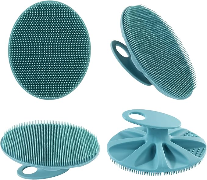 INNERNEED Silicone Body Cleansing Brush Exfoliating Scrubber, Pack of 4 | Gentle Massage, Deep Clean, Hygienic Shower Scrub Brush Soft Bristles for All Skin Types, Easy to Hold