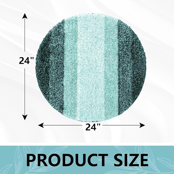 Arotive Microfiber Bathroom Rugs, Shaggy Soft and Absorbent Bath Rug, Thick Plush Machine Washable Dry Bath Mats for Bathroom, Tub and Shower, 24x24, Dark Green, Round