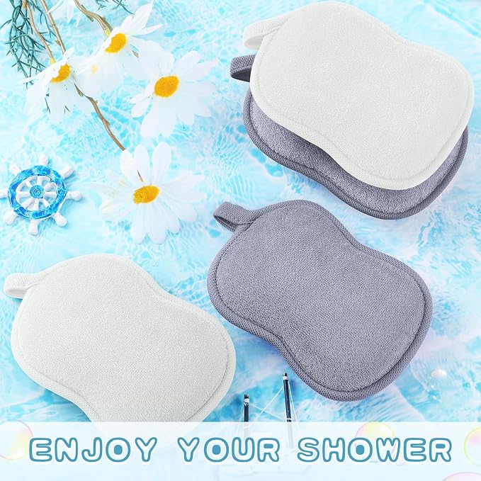 Tatuo 4 Pieces Baby Bath Sponge Soft Comfy Cotton Baby Sponge Toddler Absorbent Loofah for Kids Babies Boy Girl(Grey,White)