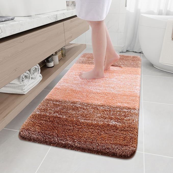 Arotive Microfiber Bathroom Rugs, Shaggy Soft and Absorbent Bath Rug, Thick Plush Machine Washable Dry Bath Mats for Bathroom, Tub and Shower, 54x24, Orange, Rectangular