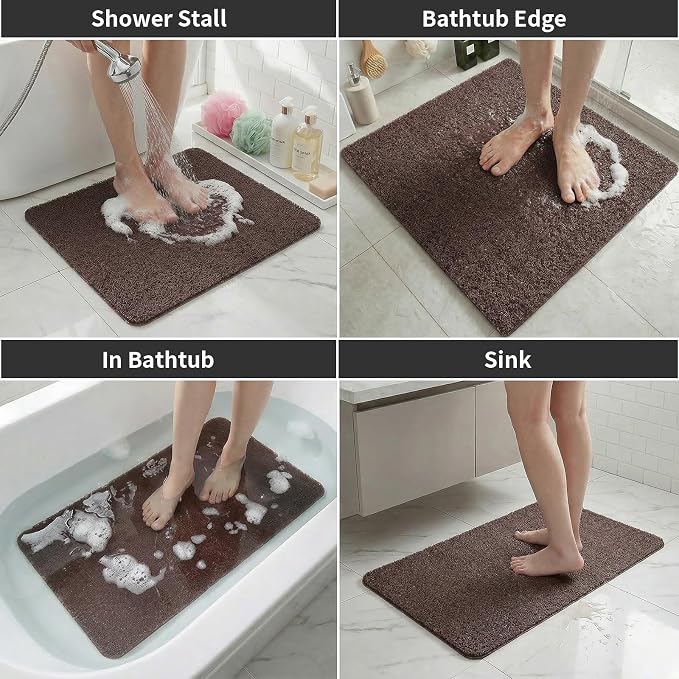 Square Shower Mat Non Slip, 27 x 27 Inch Anti Slip Shower Mat Without Suction Cups, Quick Drying Foot Scrubber PVC Loofah Bath Mats for Bathroom, Tub, Wet Area