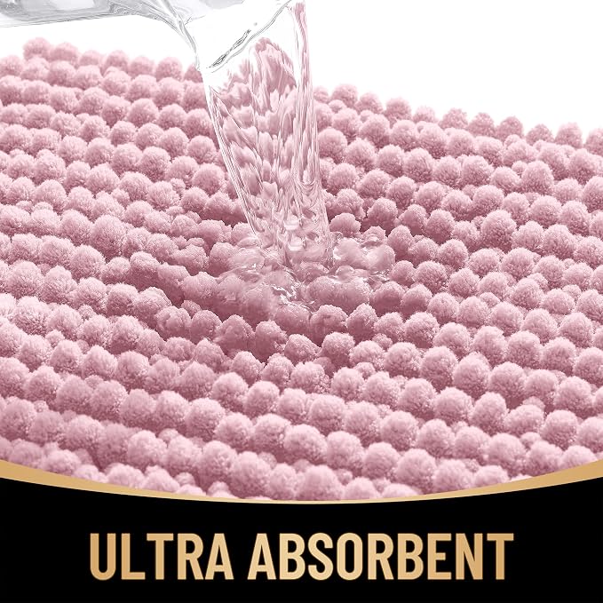 OLANLY Thick Large Bathroom Rugs 44x32, Extra Soft Absorbent Chenille Bath Rugs, Rubber Backing, Machine Wash Dry, Bath Mats for Bathroom Floor, Tub and Shower, Home Decor Accessories, Dusty Rose