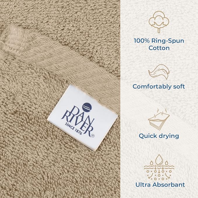 DAN RIVER Pack of 1 Jumbo Bath Sheet 40x80 Inches, Big Towels Oversized Extra Large Bath Towel, Absorbent Organic Cotton Towel - Tan