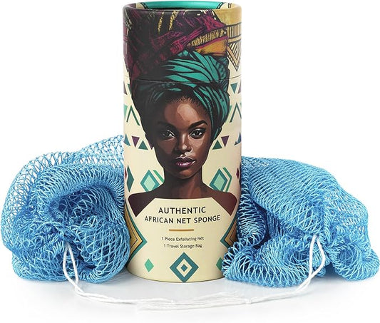 African Net Sponge Authentic - Afro Scrub Exfoliating Net Sponge with Knots - African Bath Sponges for Body Scrubber Exfoliator - Back Scrubber for Shower Bathing Accessories