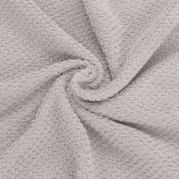 Feather & Stitch 100% Cotton 625 GSM Bath Towel Set of 6, Ultra Soft Highly Absorbent 2 Bath Towels, 2 Hand Towels & 2 Washcloth - Luxury Quick Dry Shower Towels (Silver)