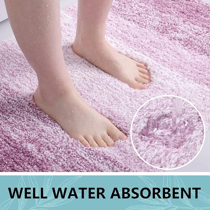 Arotive Microfiber Bathroom Rugs, Shaggy Soft and Absorbent Bath Rug, Thick Plush Machine Washable Dry Bath Mats for Bathroom, Tub and Shower, 44x24, Purple, Rectangular