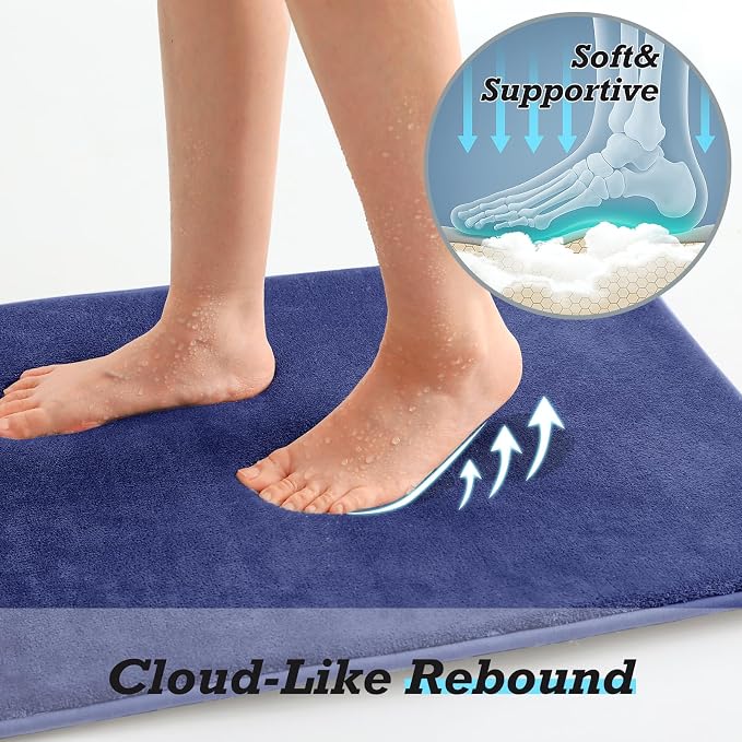 HUXMEYSON Bathroom Rugs Sets 3 Piece, Non-Slip & Quick Dry Bath Mat Set, Ultra Soft Velvet Bath Rugs for Bathroom, Toilet and Shower Floor, Royal Blue