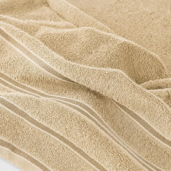 100% Cotton Bath Towel Set Pack of 6|500 GSM|Soft Large Bath Towel|Super Absorbent|Quick Dry|Ideal for Pool Home Gym Spa Hotel|Perfect for Daily Use|Bath Towel Set 27 x 54 Inches|Beige
