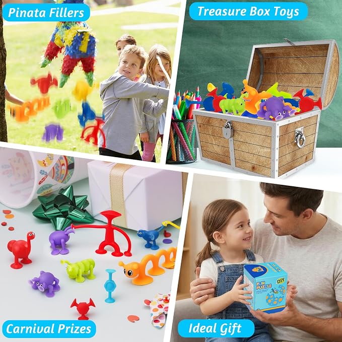 32Pcs Bath Toys for Kids Ages 3-5 4-8, No Hole Mold Free Baby Suction Cup Animals Water Toys, Mini Toddler Sensory Fidget Party Favors, Airplane Car Window Travel Road Trip Essentials 3 4 5 6 Year Old