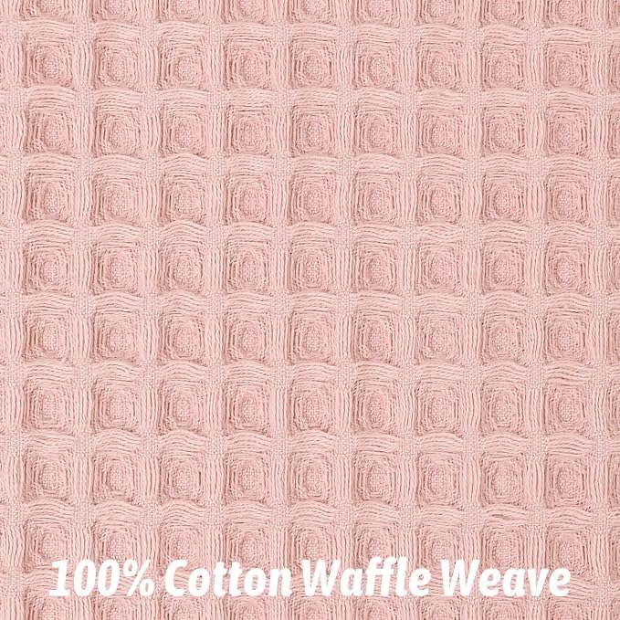 Jacquotha Waffle Hand Towels for Bathroom Decor (Pink) – 2-Piece Cotton Face Towels, Fast Drying & Absorbent, 13” x 29”