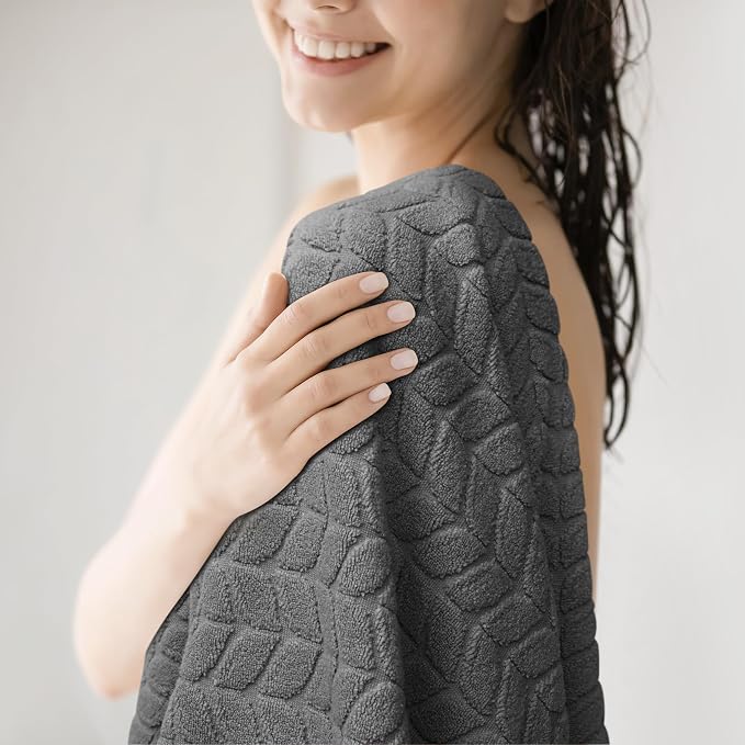 Alusa Home Ultra Soft & Stylish 700 GSM Luxury Hand Towel Set (6 Pieces - 30 x 16 in.) - 100% Zero-Twist, Long-Staple Cotton - Remarkably Absorbent (Granite Grey)