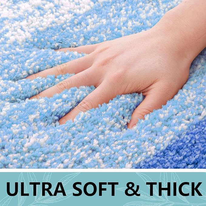 Arotive Microfiber Bathroom Rugs, Shaggy Soft and Absorbent Bath Rug, Thick Plush Machine Washable Dry Bath Mats for Bathroom, Tub and Shower, 30x20, Light Royal Blue, Rectangular