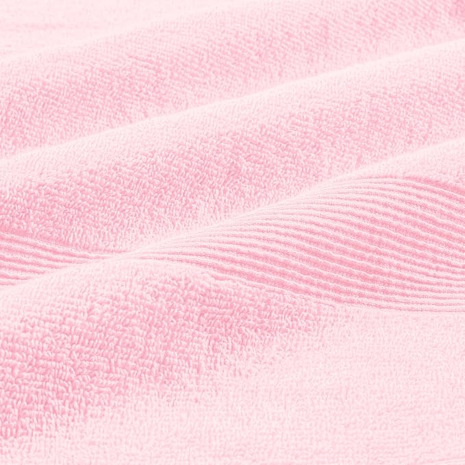 Belizzi Home 8 Piece Towel Set 100% Ring Spun Cotton, 2 Bath Towels 27x54, 2 Hand Towels 16x28 and 4 Washcloths 13x13 - Ultra Soft Highly Absorbent Machine Washable Hotel Spa Quality - Pink