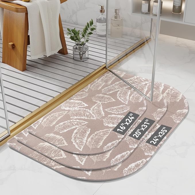 YDKGL Non Slip Bath Mat, Thin Bathroom Rugs Fit Under Door Quick Dry Non Slip Washable Bathroom Mat with Rubber Backing, Absorbent Shower Rug, Brown