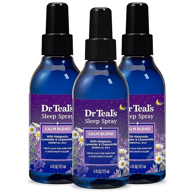 Dr Teal's Sleep Spray with Melatonin & Essential Oil Blend, 6 fl oz (Pack of 3) & Kids 3-in-1 Sleep Bath: Bubble Bath, Body Wash & Shampoo with Melatonin & Essential Oil, 20 fl oz (Pack of 3)