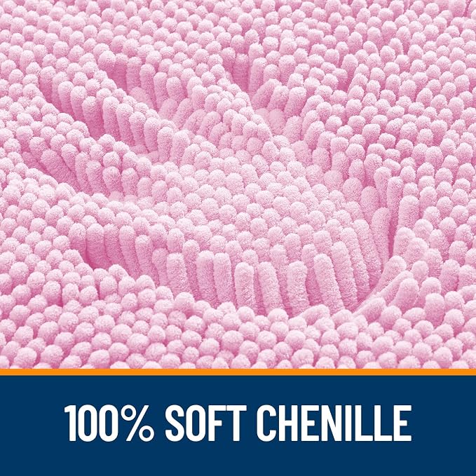 OLANLY Bathroom Runner Rugs 59x24, Extra Soft Absorbent Chenille Bath Rugs, Rubber Backing Quick Dry, Machine Washable Long Bath Mats for Bathroom Floor, Tub and Shower, Home Decor Accessories, Pink