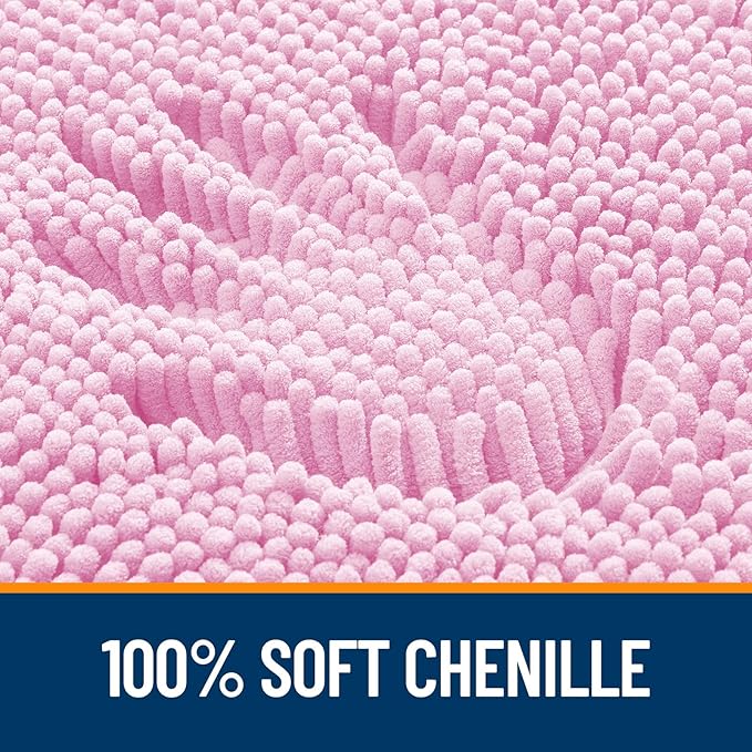 OLANLY Bathroom Rugs 30x18, Extra Soft Absorbent Chenille Bath Rugs, Rubber Backing Quick Dry, Machine Washable Bath Mats for Bathroom Floor, Tub and Shower, Home Decor Accessories, Pink